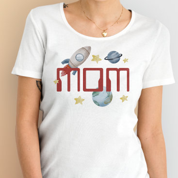 Space Birthday Party First Trip Around The Sun MOM T-Shirt