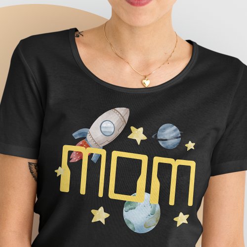 Space Birthday Party First Trip Around The Sun MOM T_Shirt
