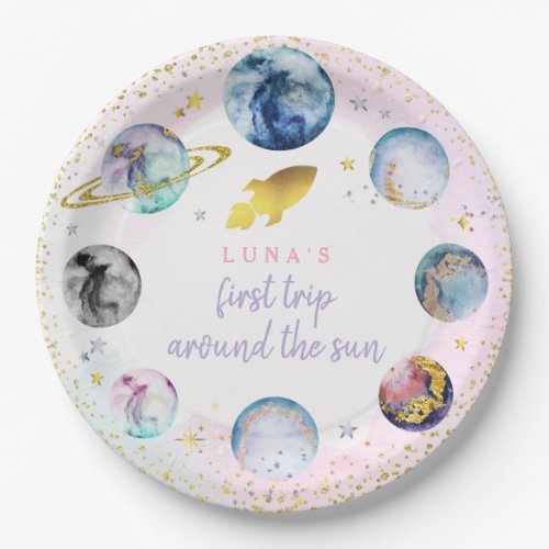 Space Birthday Party  First Trip Around The Sun Paper Plates