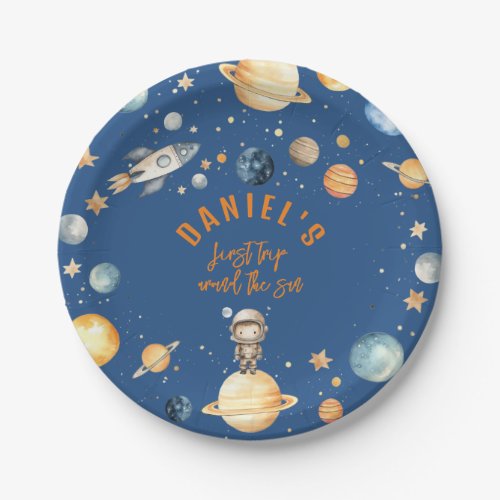 Space Birthday Party First Trip Around The Sun Paper Plates