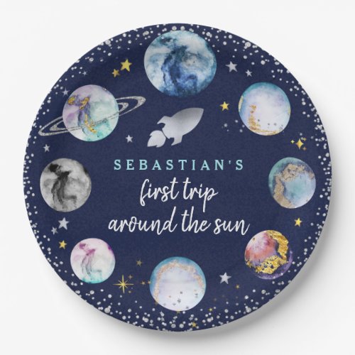 Space Birthday Party  First Trip Around The Sun Paper Plates