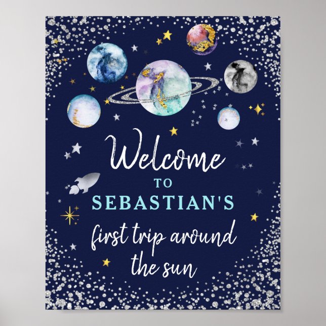Space Birthday Party  First Trip Around The Sun Poster (Front)