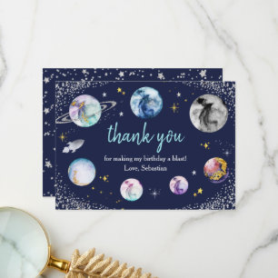 Space Birthday Party First Trip Around The Sun Thank You Card