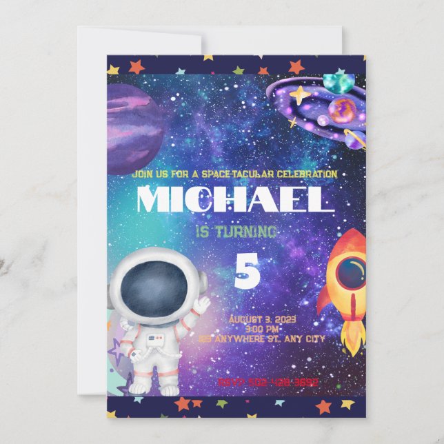 Space birthday party  Invitation (Front)