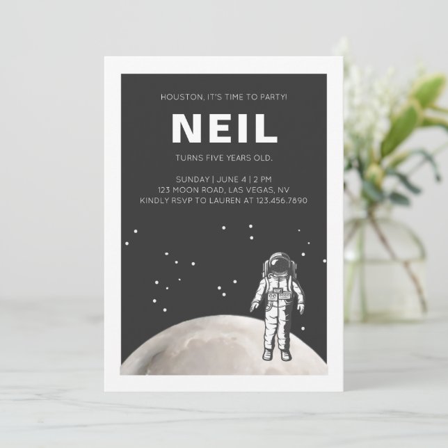 Space Birthday Party Invitation  (Standing Front)