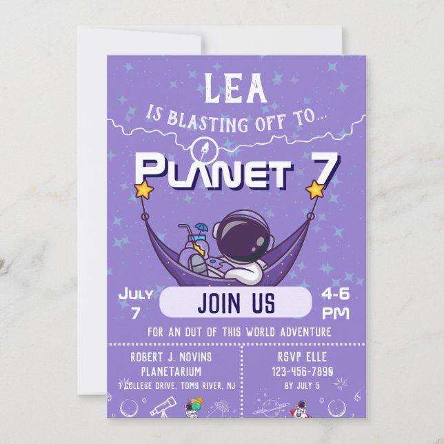 Space Birthday Party Invitation (Front)