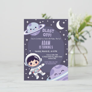 Space Birthday Party Invitation Galaxy Astronaut