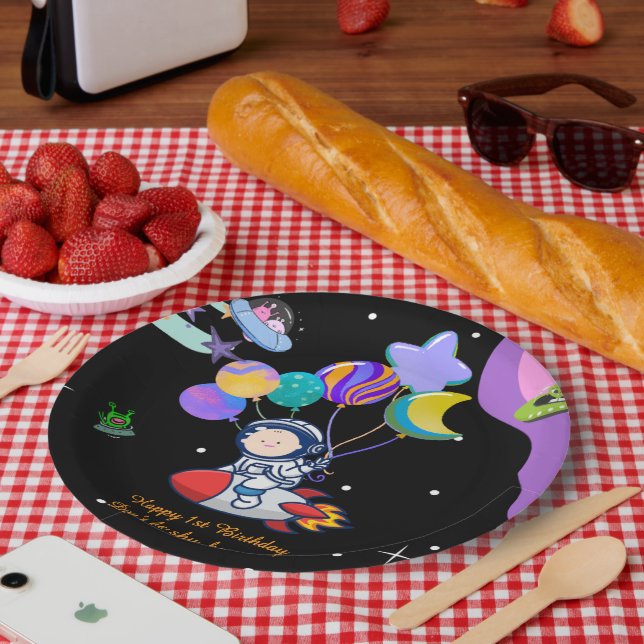 Space Birthday Party Theme | Galaxy Theme Decor Paper Plates (Picnic)