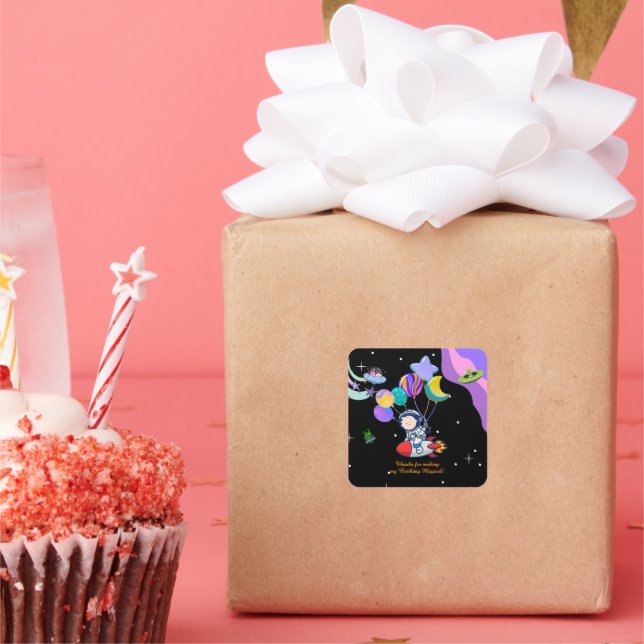 Space Birthday Party Theme | Galaxy Theme Decor Square Sticker (Party)