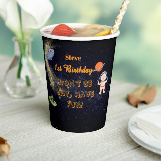 Space Birthday Party Theme Paper Cups