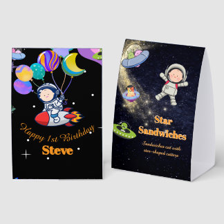 Space Birthday Party Theme Paper Table Tent