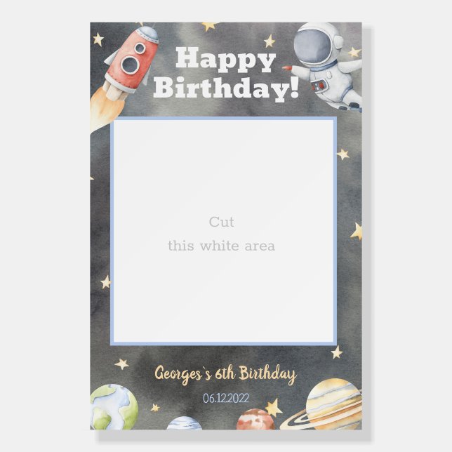 Space Birthday Photo Prop Frame Foam Board (Front)