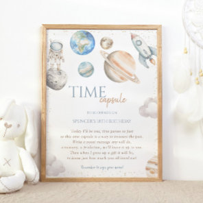 Space Birthday Time Capsule Rocket Galaxy Poster