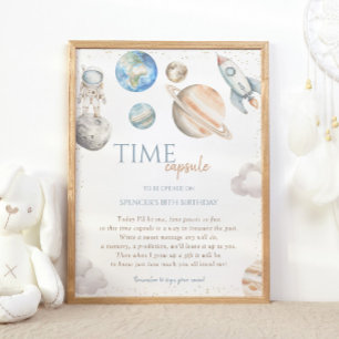 Space Birthday Time Capsule Rocket Galaxy Poster