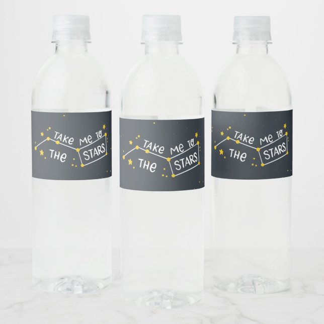 Space Birthday Water Bottle Label (Bottles)