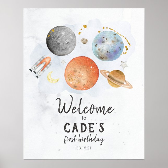 Space Birthday Welcome Sign (Front)