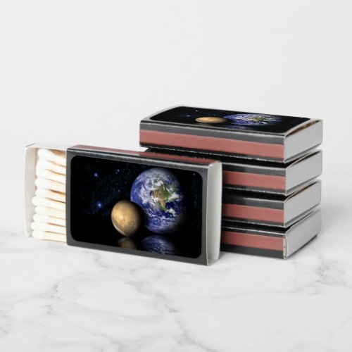 Space Black Red Blue Mars Earth Photo Collage Matchboxes