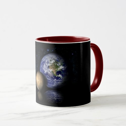 Space Black Red Blue Mars Earth Photo Collage Mug