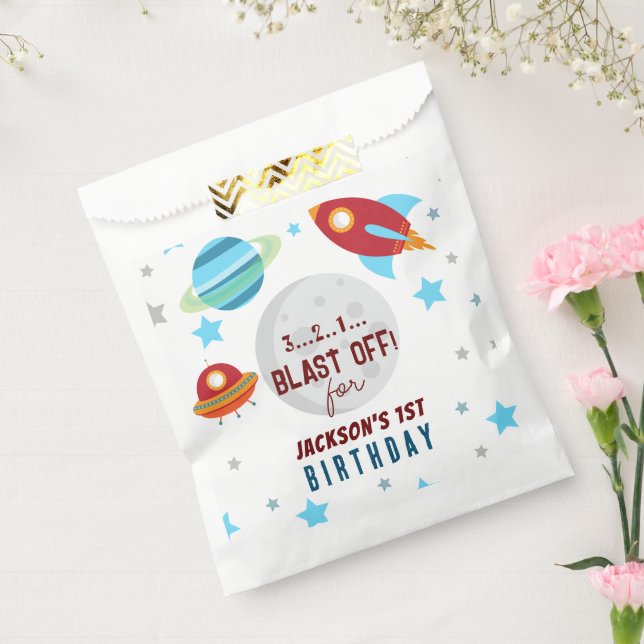 Space Blast Off 1st Birthday  Favor Bag (Sealed)