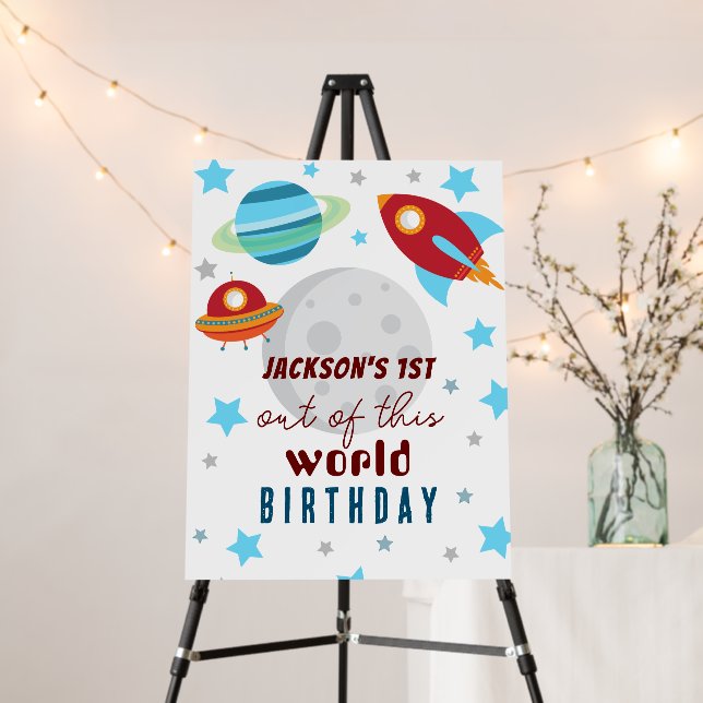 Space Blast Off 1st Birthday  Foam Board (In Situ (Stand))