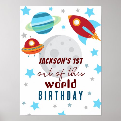 Space Blast Off 1st Birthday  Poster