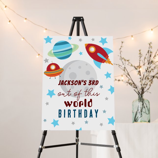 Space Blast Off 3rd Birthday  Foam Board (In Situ (Stand))