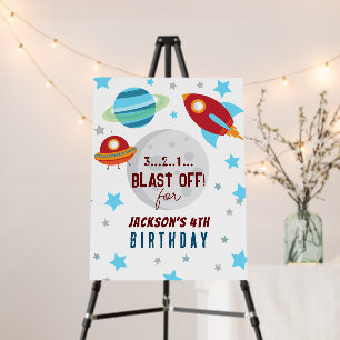 Space Blast Off 4th Birthday Foam Board