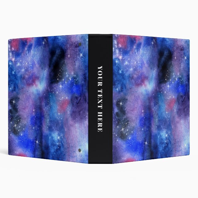 Space Blue Galaxy Stars Custom Text 3 Ring Binder (Background)