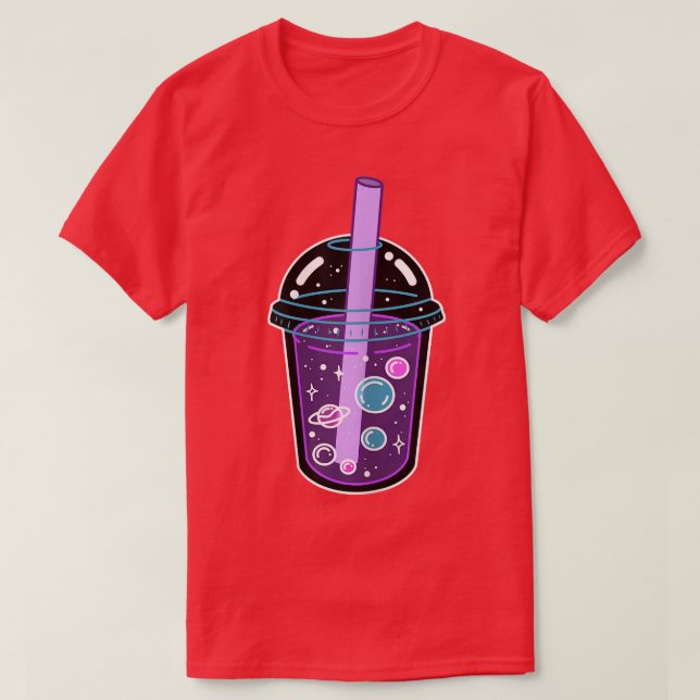 Space Boba Tea Bubble Tea Japanese Anime Kawaii Cu T-Shirt (Design Front)