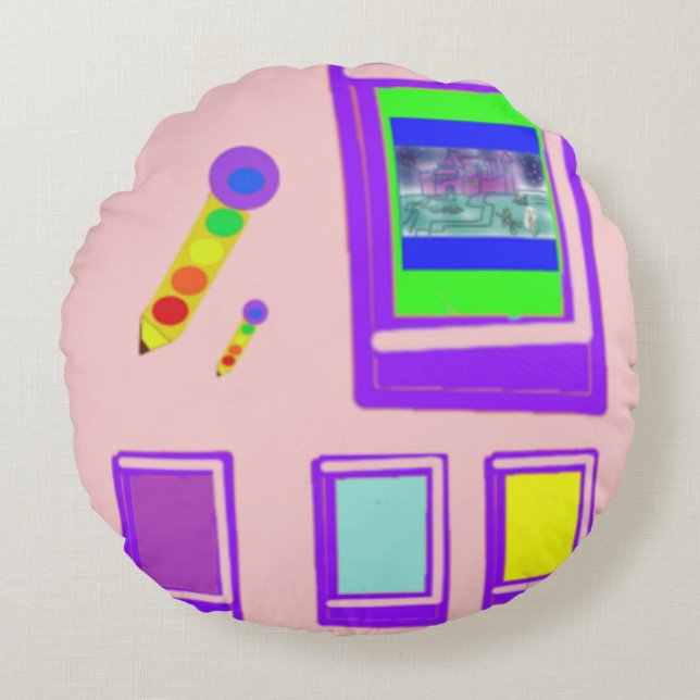 Space Books  Round Pillow (Front)