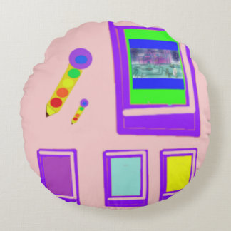 Space Books  Round Pillow