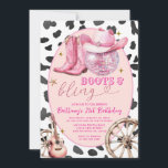 Space Boots and Bling Cowgirl 30th Birthday  Invitation<br><div class="desc">Cowgirl Boot Western Invitation.
Rustic 30th Western Cowgirl Birthday.
Saddle up,  put boots on,  rustic chic birthday,  Rustic cowgirl birthday.
Western Rustic 30th,  40th Cowgirl Birthday.
21st,  30th,  40th,  50th Birthday.
Country birthday.</div>