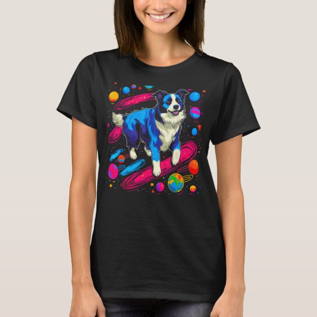 Space Border Collie Dog T-Shirt (Front)