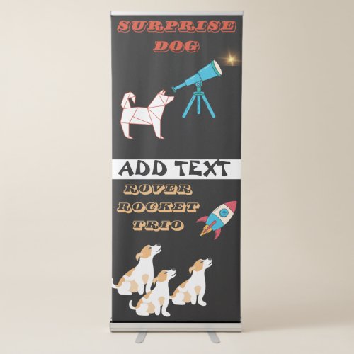 Space bound Puppies Telescope Dog Retractable Banner