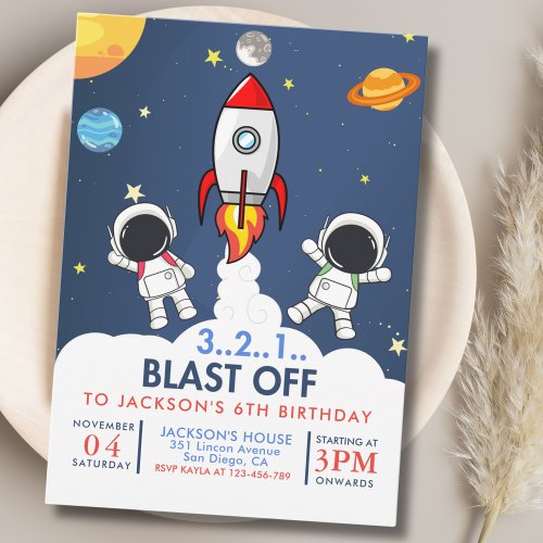 Space Boy Birthday Invitation