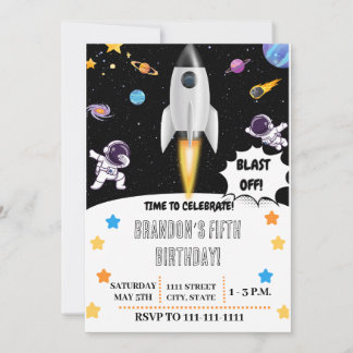 Space Boys Birthday Invitation