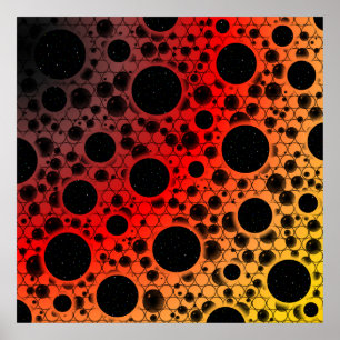 Space Bubble Spots - Black/Red/Gold Poster