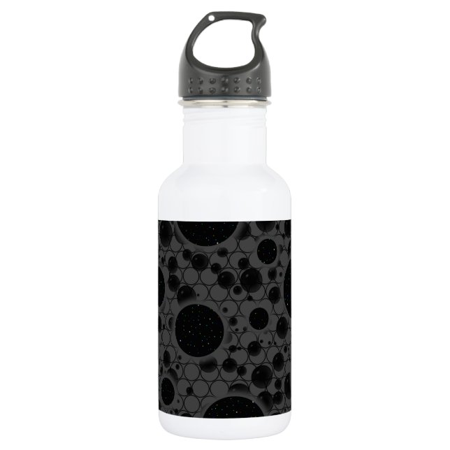 Space Bubble Spots - Black Stainless Steel Water Bottle (Front)