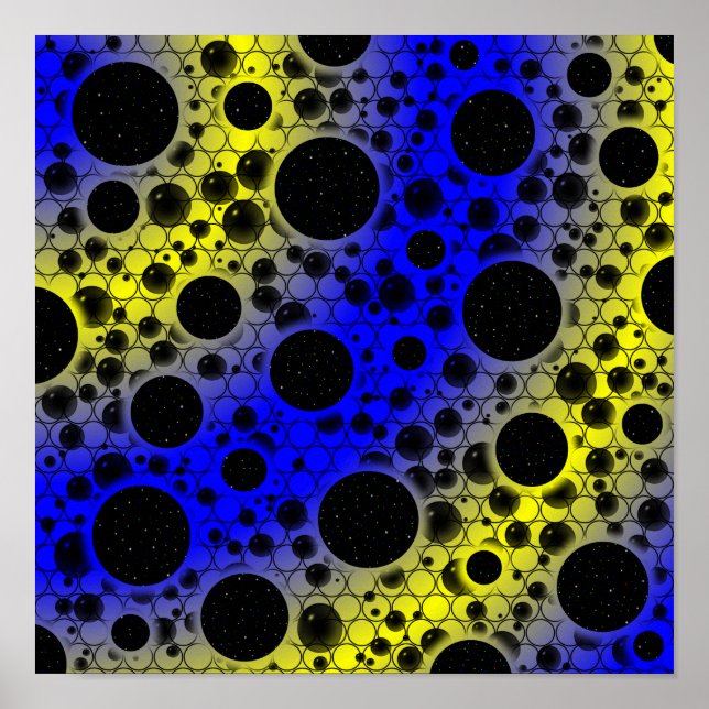 Space Bubble Spots - Blue/Yellow Poster (Front)