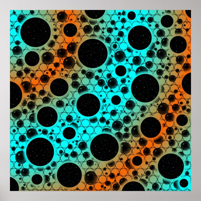 Space Bubble Spots - Cyan/Orange Poster (Front)