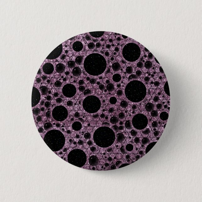 Space Bubble Spots - Glitter Pink Button (Front)
