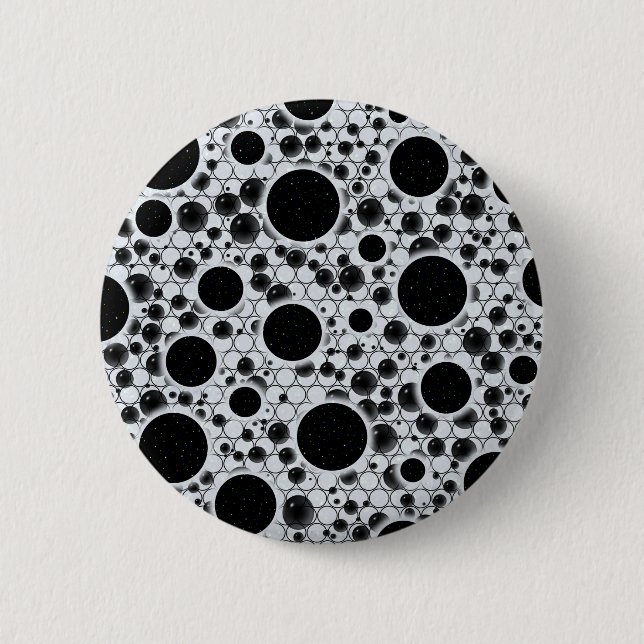 Space Bubble Spots - Glitter White Button (Front)