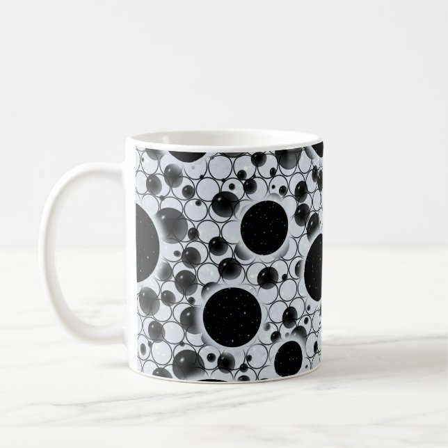Space Bubble Spots - Glitter White Coffee Mug (Left)
