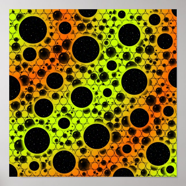 Space Bubble Spots - Lime/Orange Poster (Front)