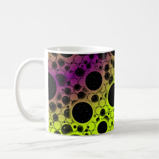 Space Bubble Spots - Lime/Purple Coffee Mug (Left)