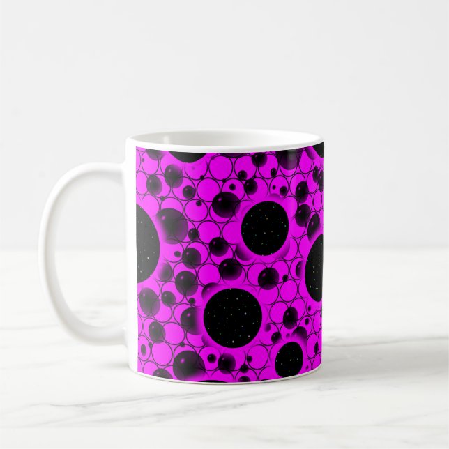 Space Bubble Spots - Pink Coffee Mug (Left)