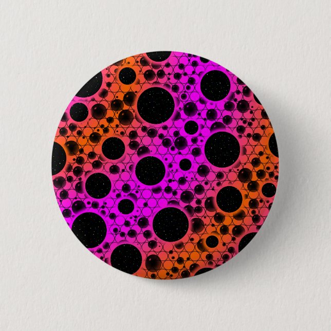 Space Bubble Spots - Pink/Orange Button (Front)