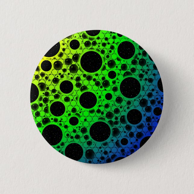 Space Bubble Spots - Rainbow OYGBP Button (Front)