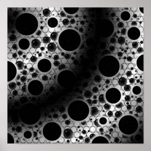 Space Bubble Spots - White/Black Poster