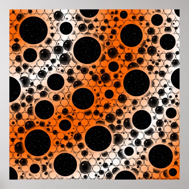 Space Bubble Spots - White/Orange Poster (Front)